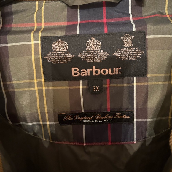 Barbour Quilted Coat - 3X - Hunter Green - Tan Corduroy Collar - Picture 8 of 10